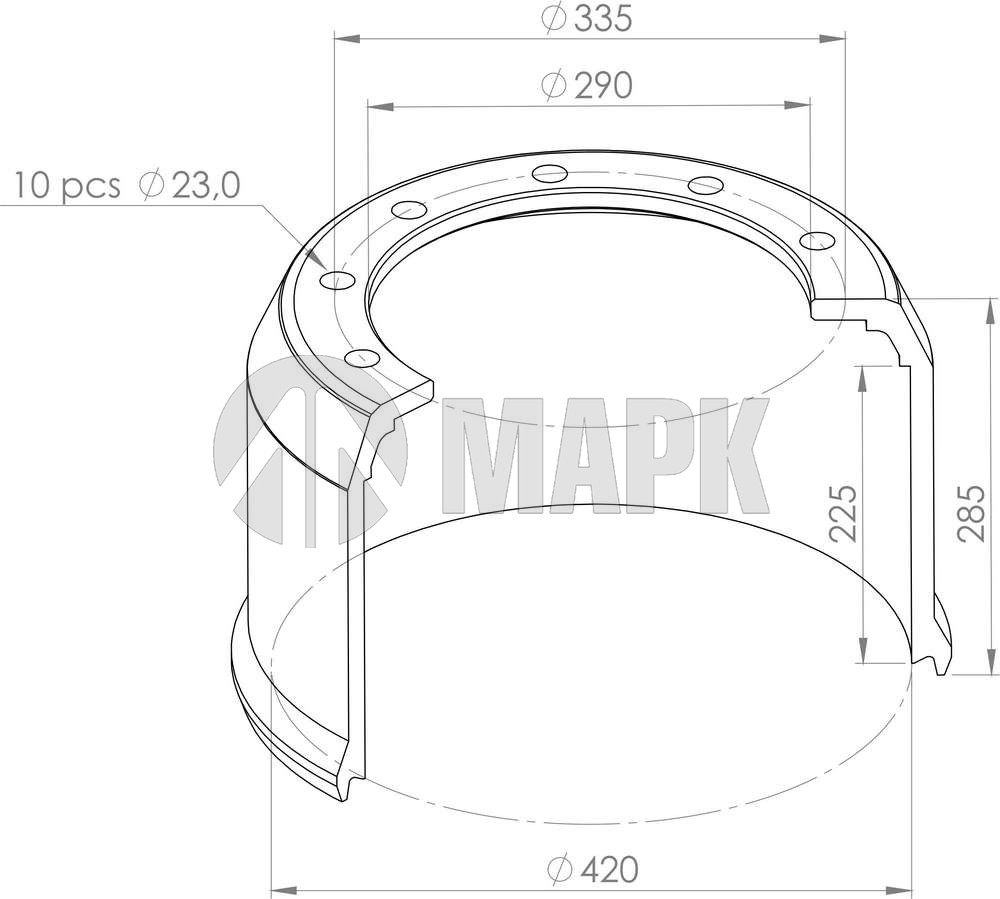 Барабан тормозной BPW ECO-MAXX 0310977180 под 19094 (420х200 H=284 d=290/335 n10x23) (Sonder)