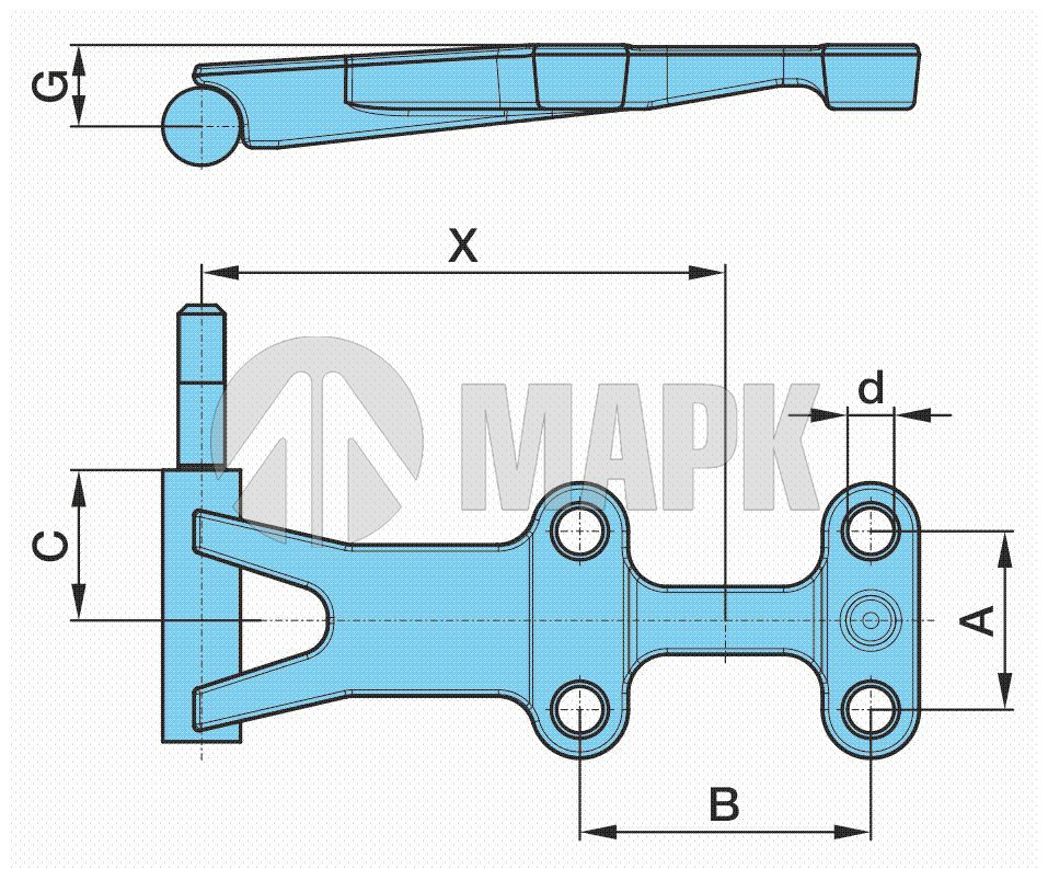 Площадка рессоры левая с кронштейном амортизатора BPW (92x150) 401.213 (TrailerParts)