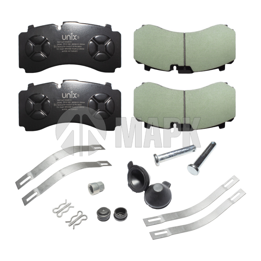 Колодки дисковые 29328 (117824) с установочным комплектом, ось Schmitz Knorr ST7-430 (UNIX) Турция