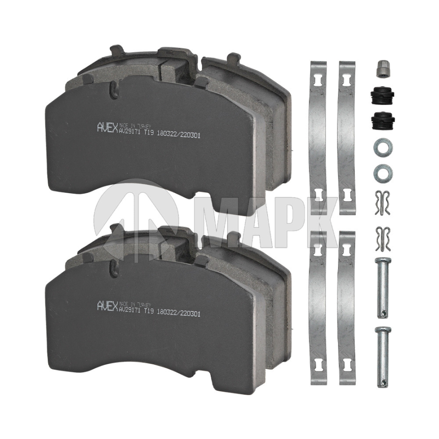 Колодки дисковые 29171/29158 с установочным комплектом (210.8x108x30) KNORR SB4309T/SK7 (AVEX)