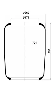 Пневморессора 701N (чулок) а/м КАМАЗ-5460, НЕФАЗ, МАЗ (350х256х179) (Auger)